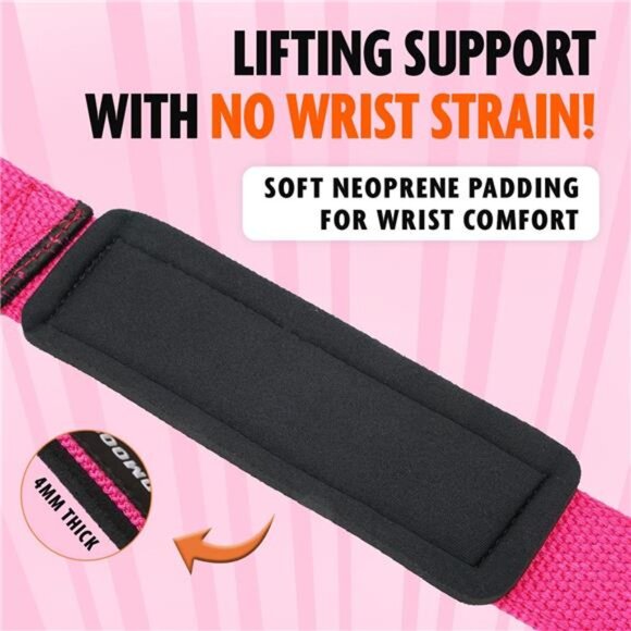 Fitness Wrist Straps - Non-Slip Silicone Grip, Deadlift Strap with Padding - Picture 6 of 7